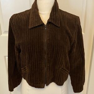 Dark Brown Wide Walr Corduroy Cropped Jacket